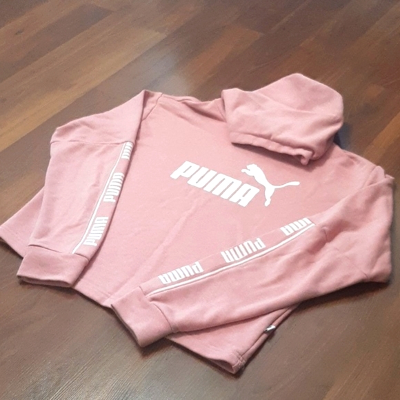 PUMA Hoody Soft Candy Pink with White Logo on Front & Arms Size M - Picture 2 of 14